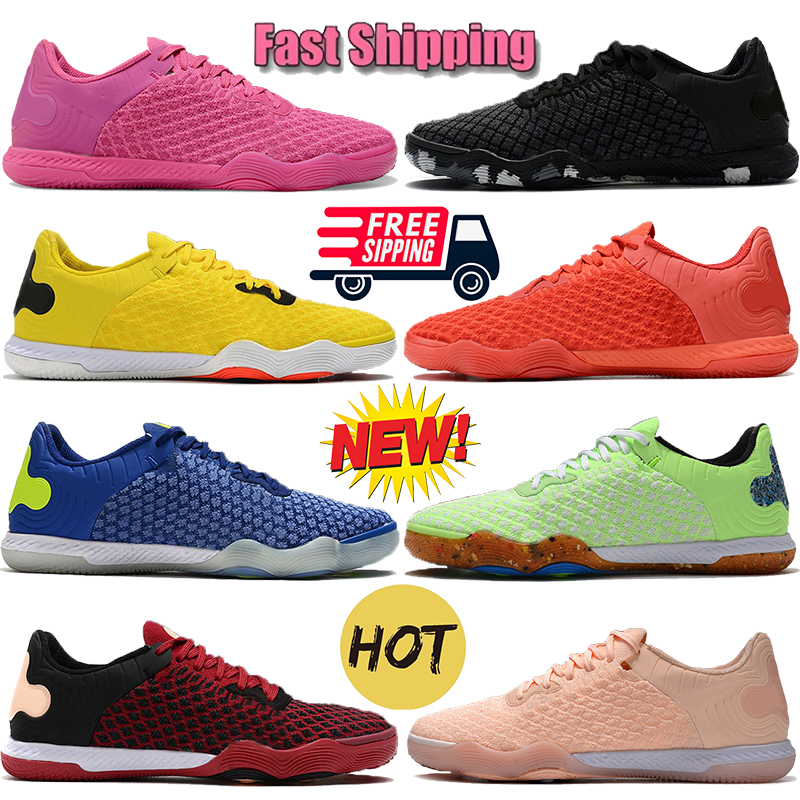 Free Shipping designer soccer shoes Reactgato IC indoor football boots mens flats soccer cleats Hyper Pink Smoke Grey Black fuchsia Bright Crimson b