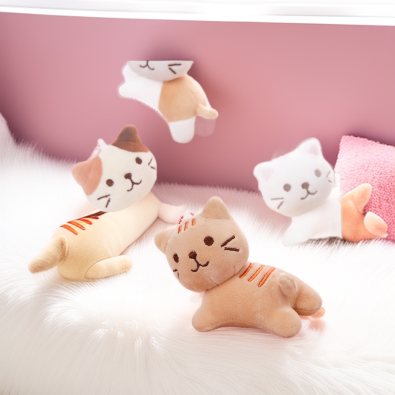 Cute Japanese Style Lying Cat Plush Pendant Adorable Kitten Doll Bag Charm Gift-image-1098644133