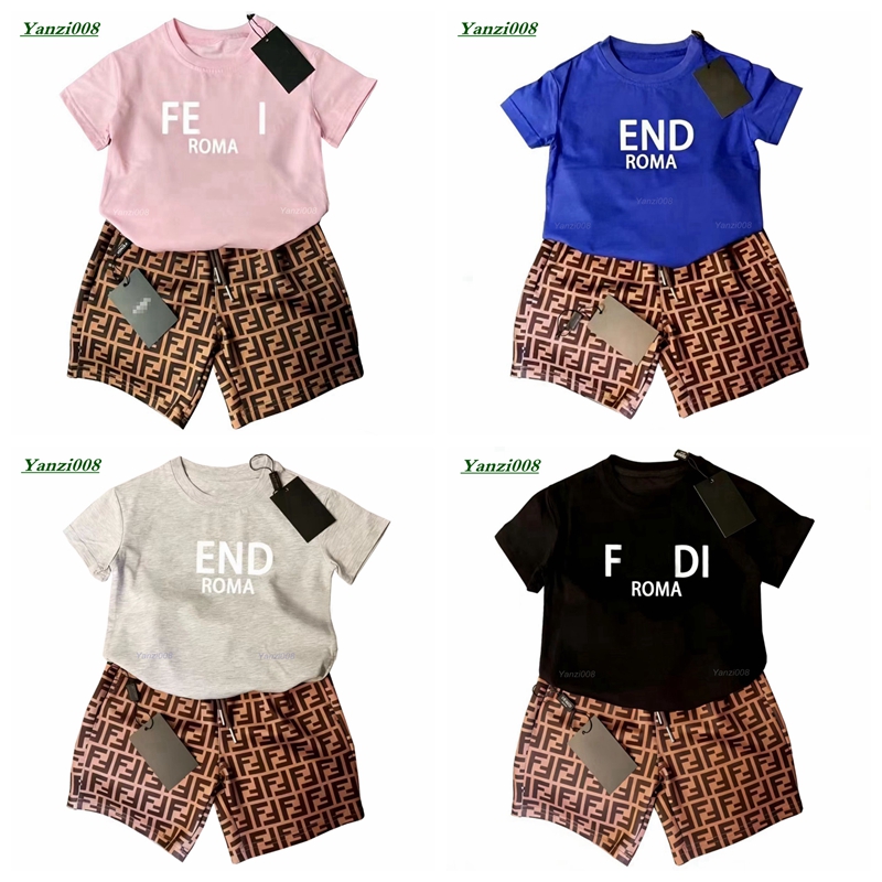 Summer New Kids Designer Clothes Boys Girls Clothes Set Cotton T-shirt Shorts Sportswear Set Two-Piece Set Fashion Kids Boys Girls Half Sleeved T-image-1098760168