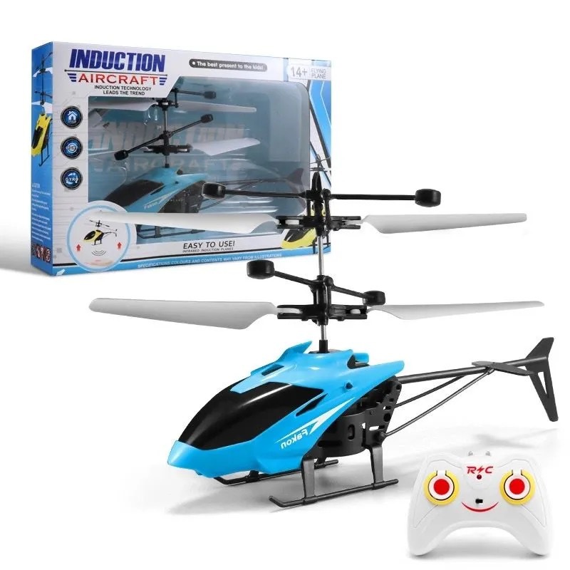 2CH Induction Hover RC Helicopter Drop-Resistant with LED Light Rechargeable Kids Flying Toy-image-1098671909