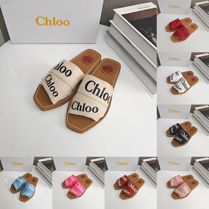 Summer Women Slippers High Quality Slipper Woman Fashion Woody Mules Sole Sandals Cross Band Canvas Ladies Slides Designer Flip Flops Sandal Shoe Wi