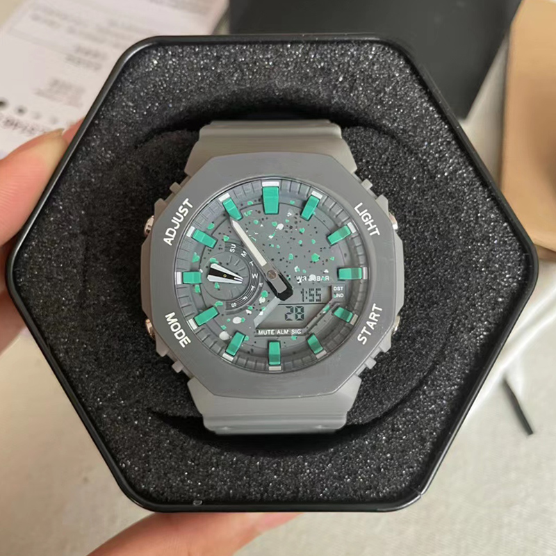 2100 Sports digital electronic men's watch, full-function World time LED automatic handle light dial, GA2100 Oak series
