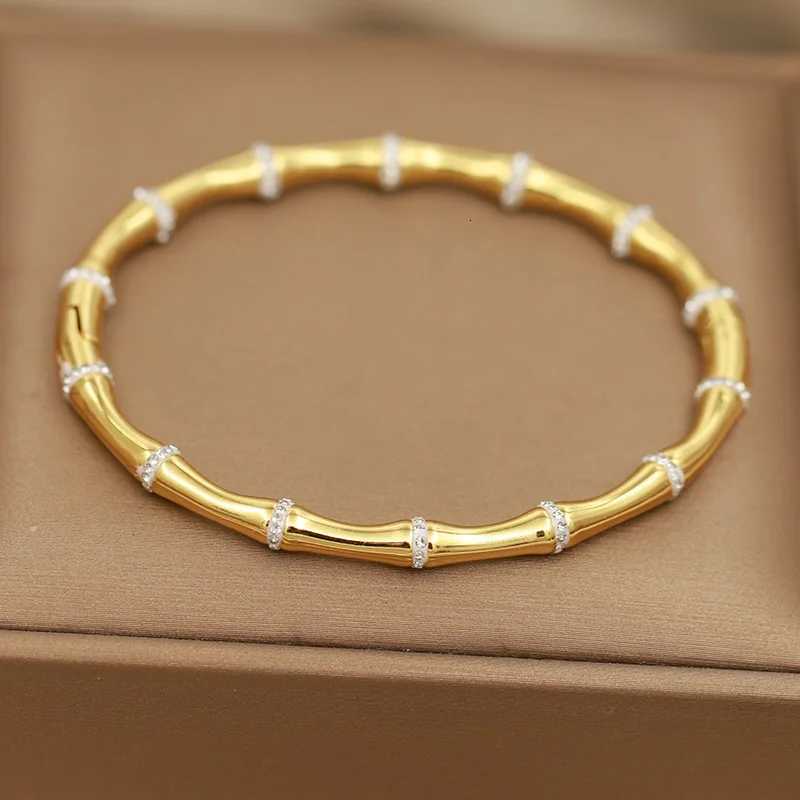 Classic Stainless Steel Metal Crystal Bamboo Bangles for Women Fashion Brand Jewelry Vintage Bangles Party Accessories H260323-image-1098772478