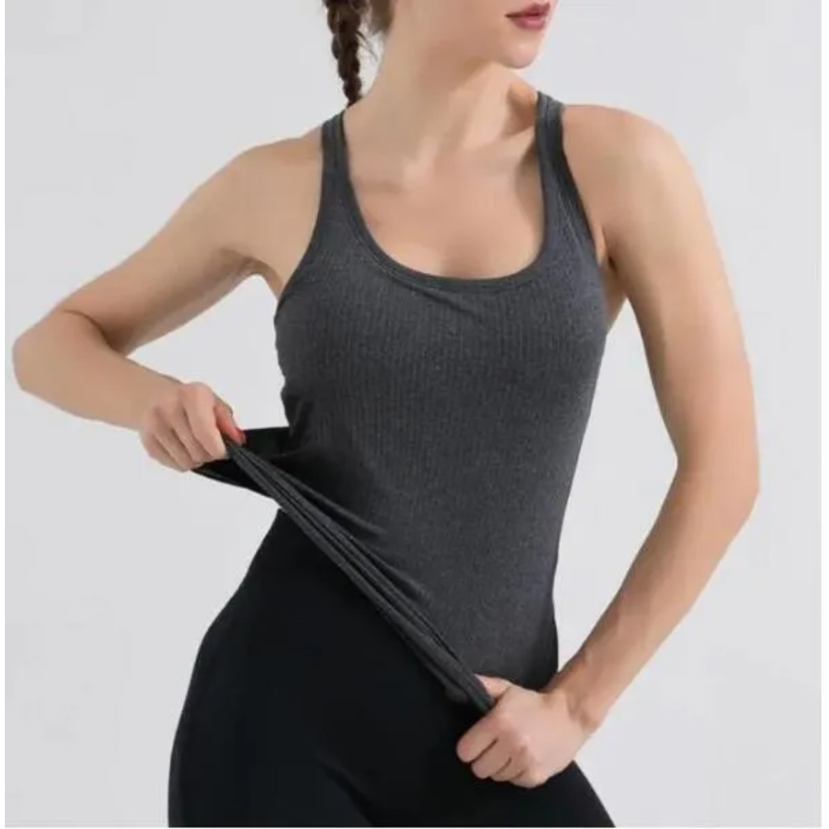 Yoga Women Sleeveless Padded Tank Top, Ebb To Street Style Yoga Vest, Soft Breathable Athletic Sportswear for Daily Workout & Fitness Training