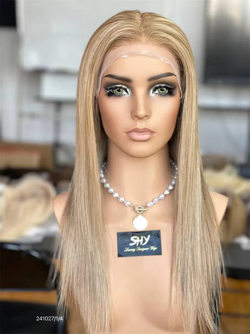Customized Salon Color Blonde Highlight Super Thin Skin Silk PU Silicone Medical Lace Wig Glueless Full Lace Wig Cap 51$