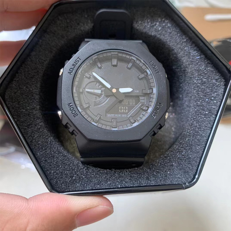 2027 Sports digital electronic men's watch, full-function World time LED automatic handle light dial GA2100 Oak series box
