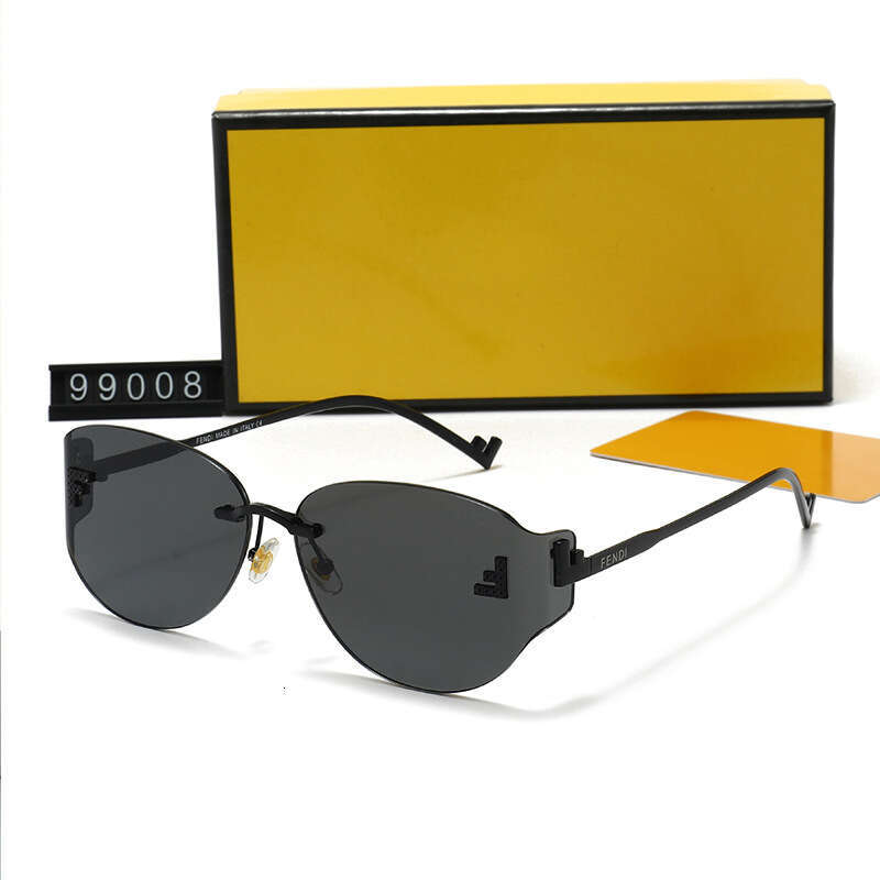 Designer Sunglasses For Men Women Cycling Rimless Metal Frame Curved Screen UV380 Resin Lens 7 Styles Luxury F-logo Fashion Eyewear With Free Case