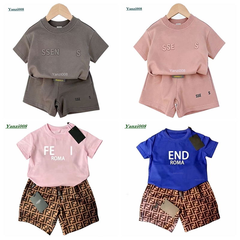 Summer Kids Designer Clothes Boys Clothes Suit Cotton T-shirt Shorts Sportswear Set Two-Piece Set Fashion Baby Boys Girls Clothing Sets Toddlers-image-1098762638