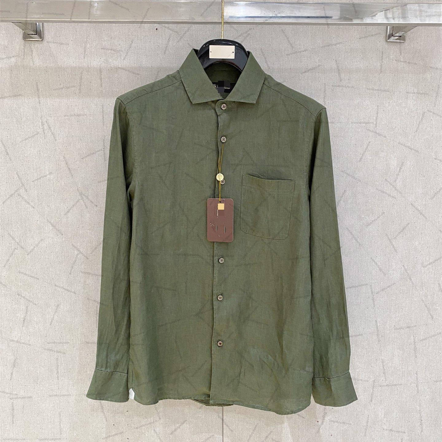 Linen Shirt itan Quiet Old Mens Money Style Turn Dn Collar Long Se Prem Casual Business Formal Dress Shirt L261014a