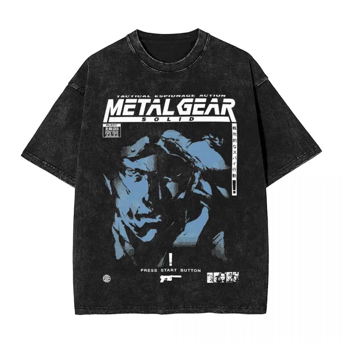 Washed T Shirts MGS1 Solid Snake Game Hip Hop Cool T-Shirts Harajuku Metal Gear Streetwear Short Sve Summer Tops Tee Shirt J260323