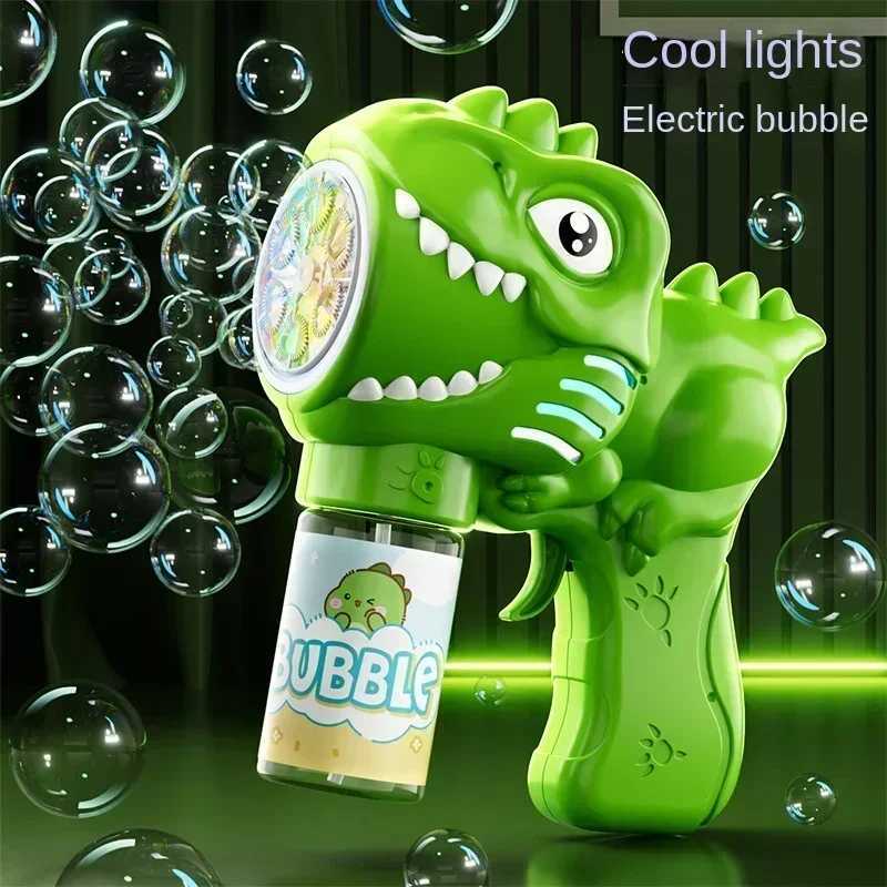 Dinosaur Bubble Machine Electric Bubble Gun with Light Fully Automatic Bubble Gun Automatic Soap Blower Outdoor Game Toy K260323-image-1098703151