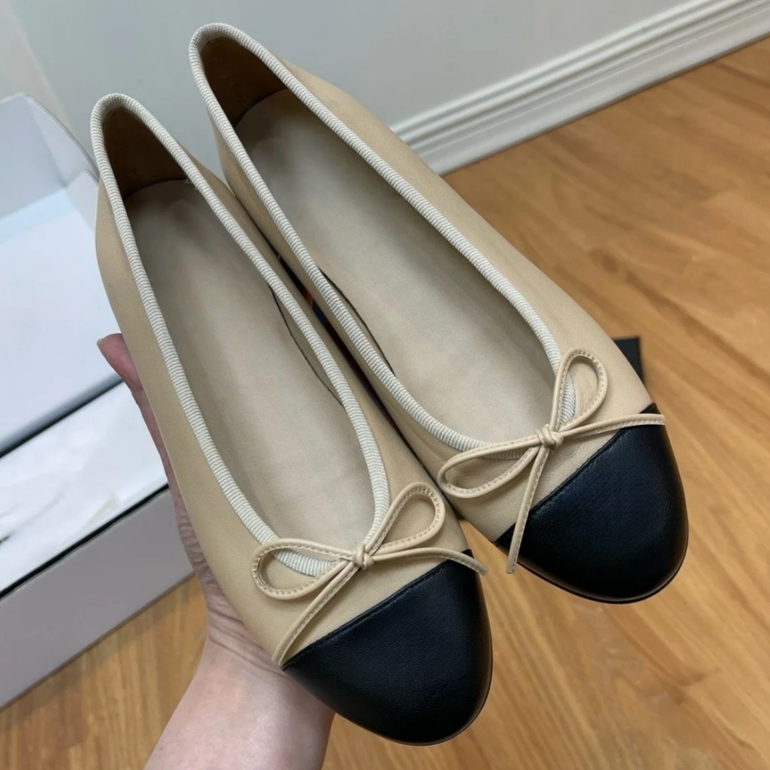Designer Shoes Paris Brand Ballet Flats Sandals Women Genuine Leather Slip on Ballerina Luxury Round Toe Ladies Dress Shoes Size35-42