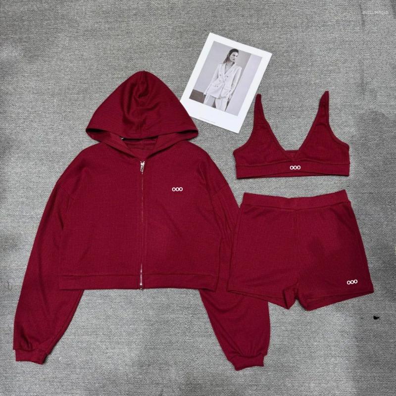 Women's Tracksuits 2026 Casual Hooded Long-sleeved Sports Jacket With Tank Top And Shorts Three-piece Set