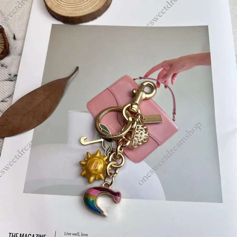 c o a ch keychains Silver Chain With Charms Cherry Women Key Rings keychain Retro-Cool Motif In Glittery Resin Clip it To Favorite of Keys For key H