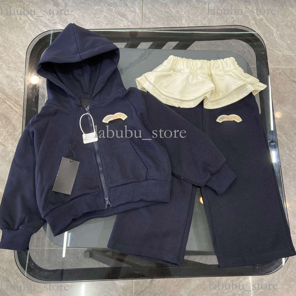 New 2026 Designer Women S Children Autumn Kids Winter Outerwear Style Kids Wide Leg Pants Casual Sporty Fashion Hooded Two Piece Zip Up Cardigan