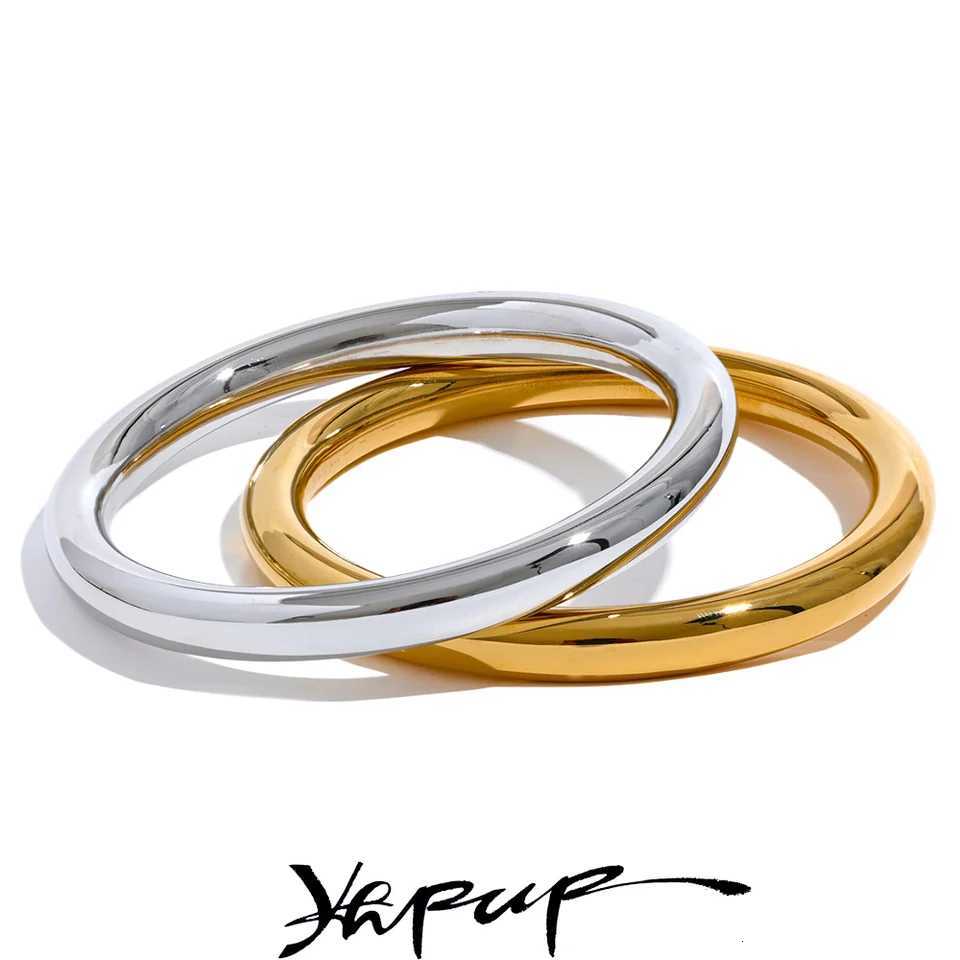 Yhpup 65mm Polished Textured Waterproof Stainless Steel Big Bangle Statement Glossy Minimalist Jewelry High Quality H260323-image-1098794759