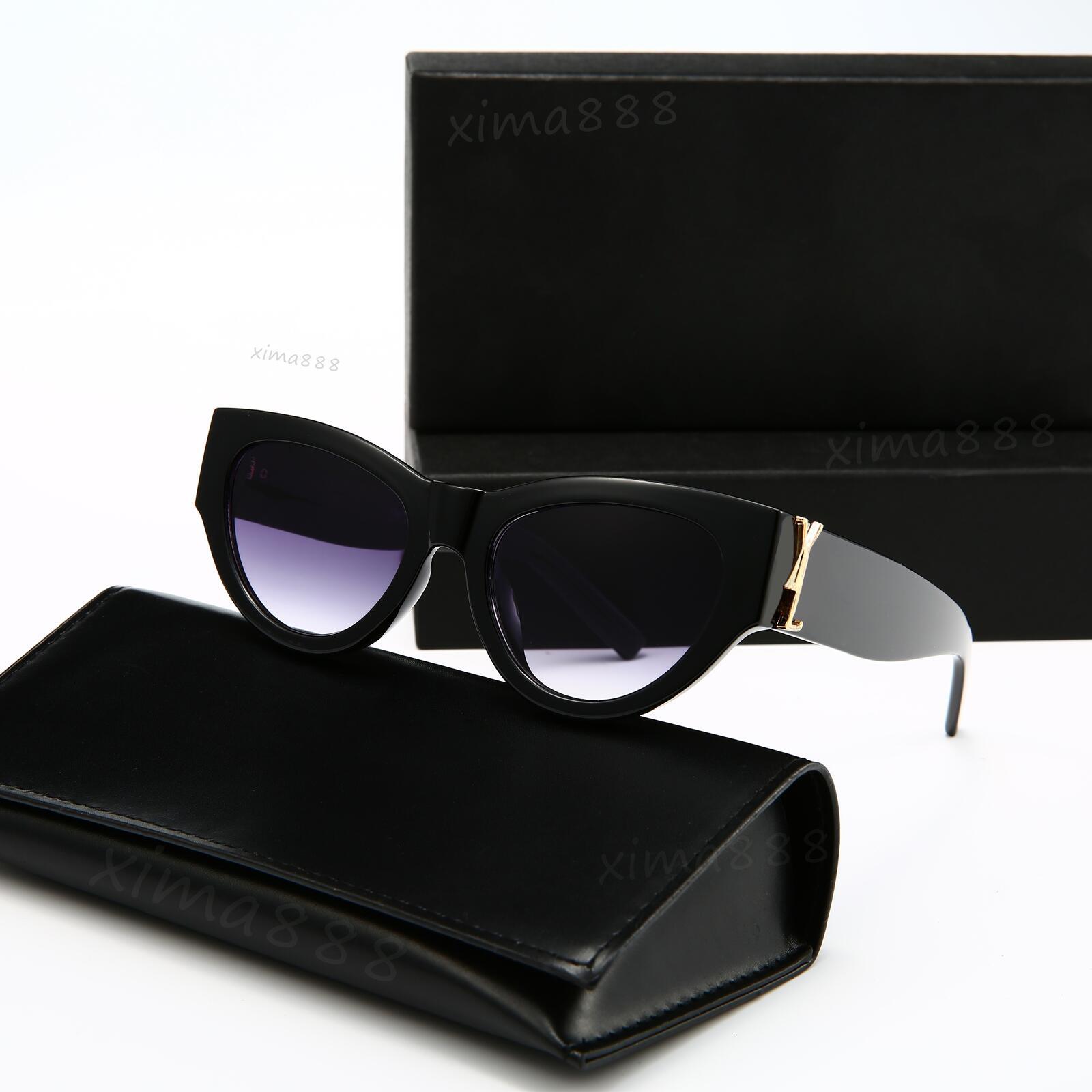 Free Shipping With Box Luxury Designer Sunglasses UV400 Polycarbonate Lenses Matte Black Acetate Frame sunglasses for women men Geometric Frame lune