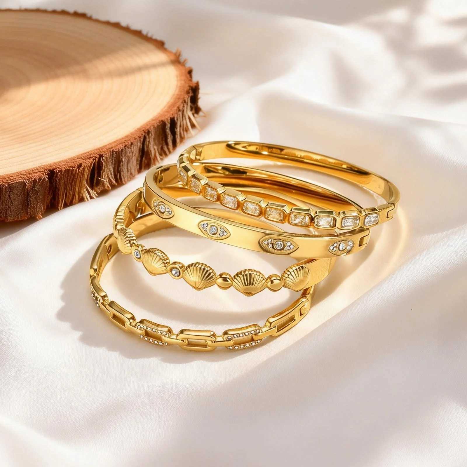 Fermoir trombone en Zircon délicat pour femmes, bracelet de manchette ouvrable en acier inoxydable, cadeau de charme à la mode H260323