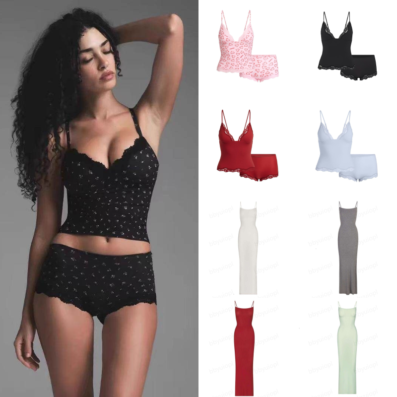Top Skimss Women Legging Dress Sexy Hot Designer Skims Strap Double Lined Bodycon Maxi Dress Skimss Bodysui Vuori Women Beach Party For Women Fashio