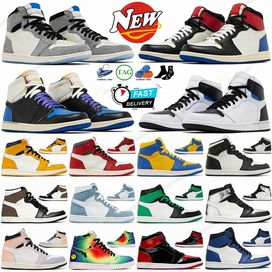 With box Designer Basketball Shoes Men Women 1 1s New Varsity Red Sport Royal Black White Game Royal Court Purple Yellow Smoke Lucky Green Trainer S