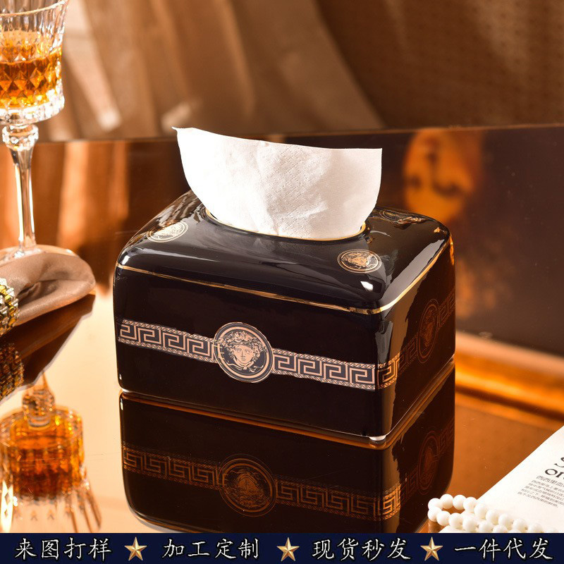 highgrade antimildew and dustproof ceramic tissue box hotel restaurant luxury paper box home living room coffee table decoration ornaments-image-1098847439