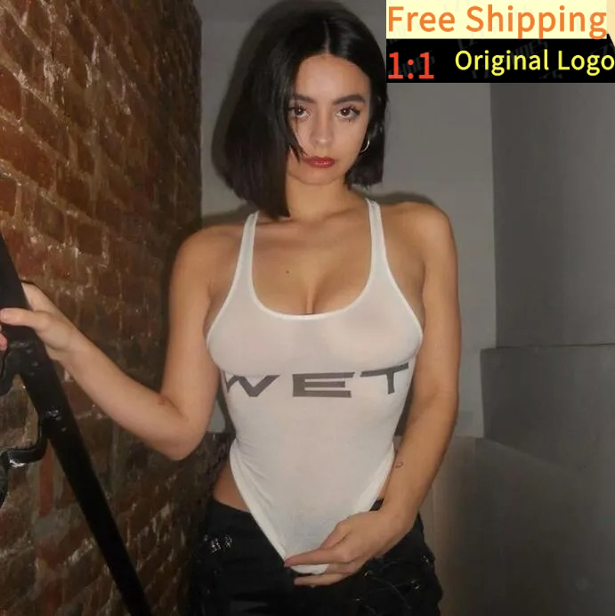 Women's Tanks PixieKiki Wet Letter Print White Crop Top Shirt Y2k Streetwear Sexy Summer Clothes For Women Tank Tops licl002