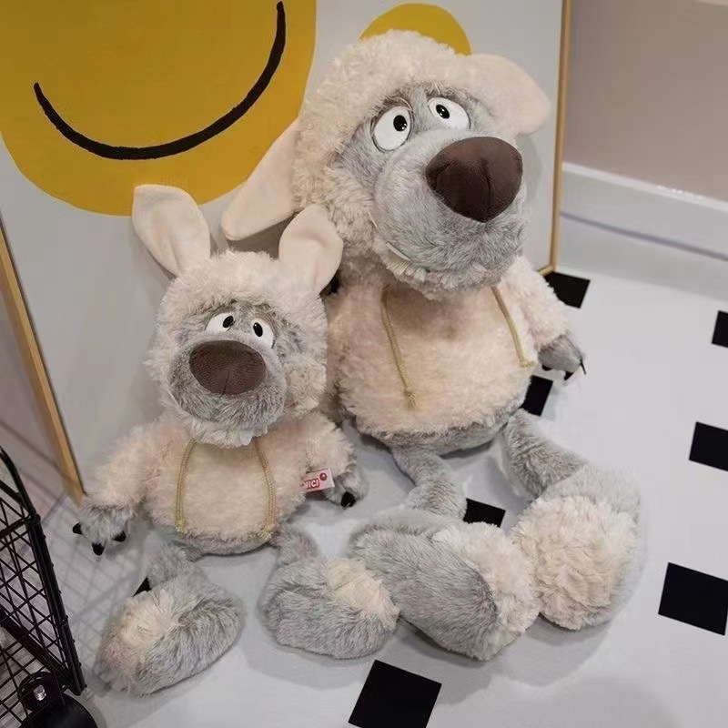 Funny wolf plush toy in sheepskin big bad wolf doll ugly cute doll children's birthday gift-image-1098806067