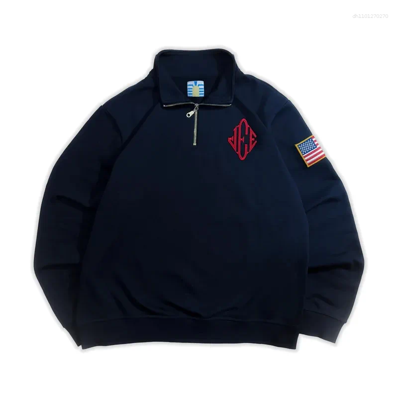 Men's Hoodies Sell Epstein Embroidered Sweatshirt Stand Collar Quarter Zip Pullover Oversize Mens in Stock