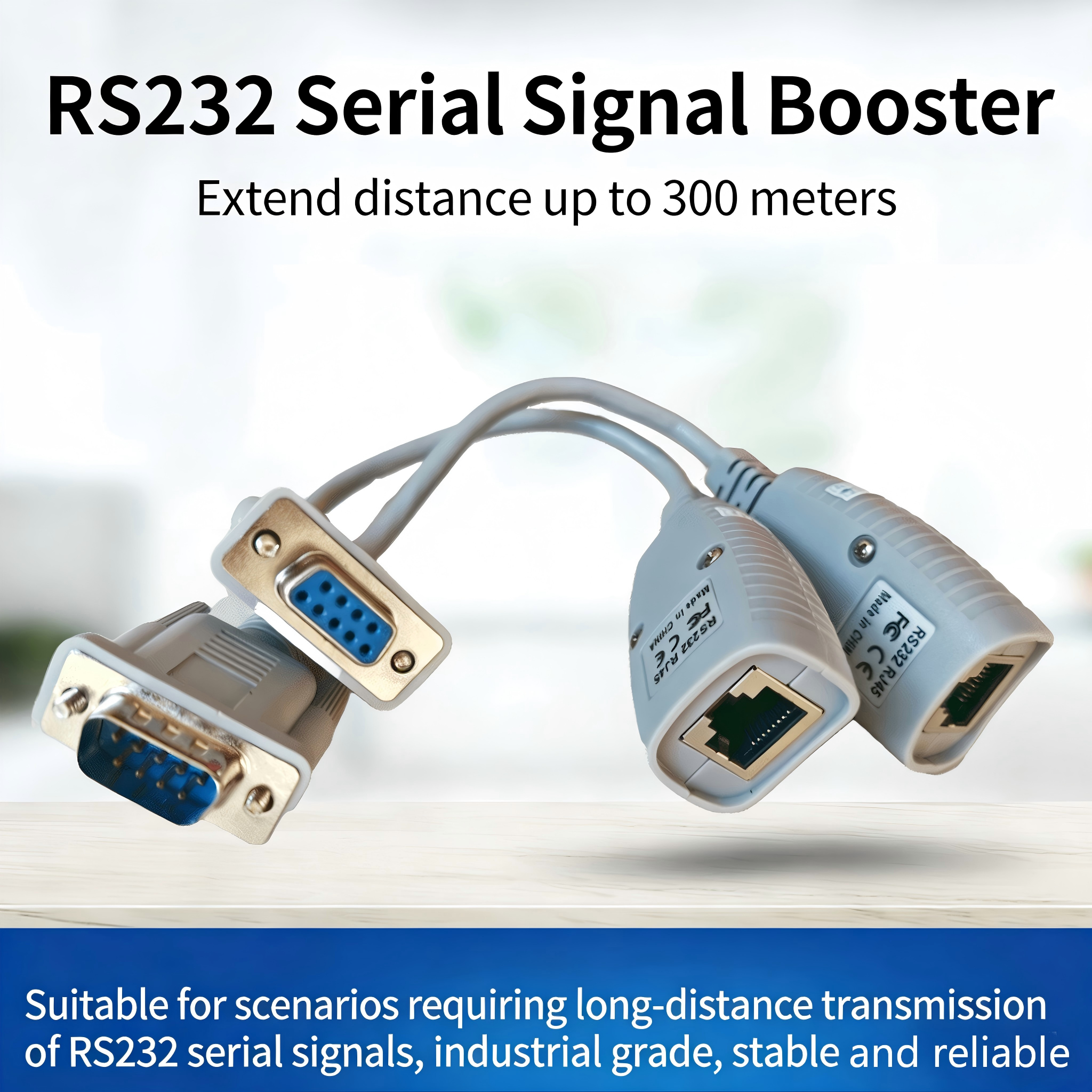 RS232 Serial Extender 300M Signal Booster Industrial Grade RS232 to RJ45 Extender-image-1098804123