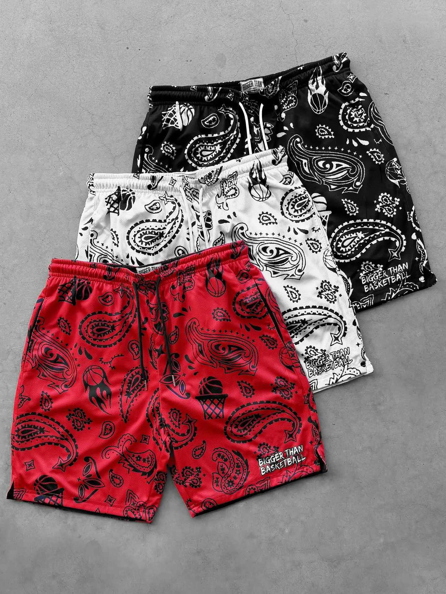 2025 Paisley Basketball Shorts Mens Bigger Than Basketball Print 3-Color Breathable Summer Casual Sports Streetwear Shorts J260323