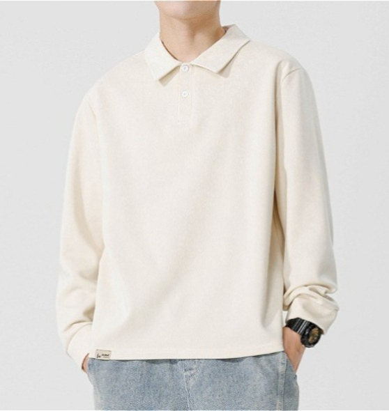 A58 Men Long-sleeved Autumn and Winter Heavy Loose Solid Color Lapel Youth Casual