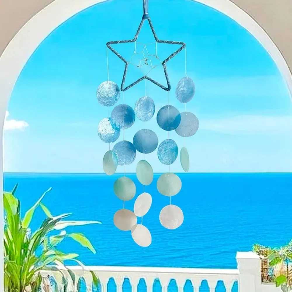Hanging Shell Moon Wind Chimes Natural Shell with Crisp Ringtones Dream Catchers Home Decoration Circle Shell Pendant H260323 M260328-image-1099406974