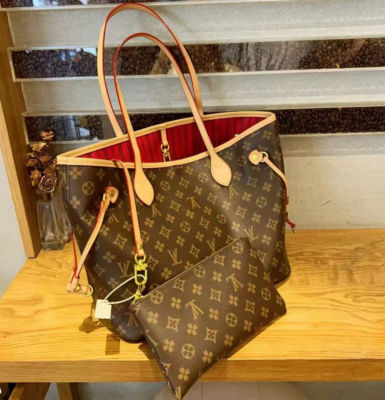 2pcs High quality Women bags Luxurys Handbags Ladies Designer Composite Bags Lady Clutch Bag Shoulder Tote Female Purse Wallet Handbag MM Size