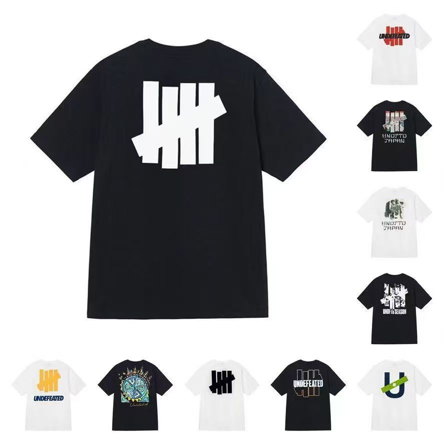 mens undefeated tshirts designer mens tshirt loose trendy brand undefeated fivebar double yarn popular casual cotton couples oversized t shirt-image-1098849925