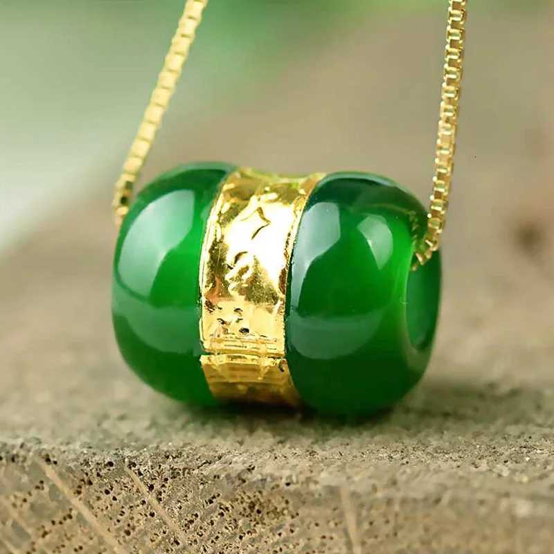 Incrustation de Jade chinois, pendentif de perles porte-bonheur, collier, accessoires de bricolage, amulette sculptée à la main pour femme, H2603