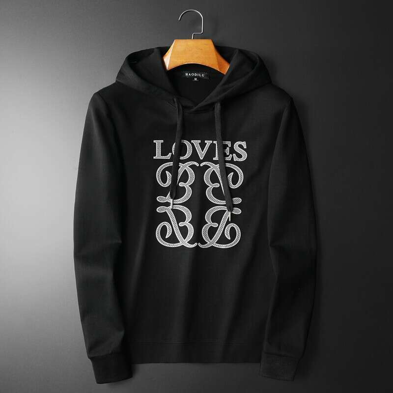 's Spring New High-End Casual Embossed Fashion Men 2026 Hooded Long-Sleeve Sweatshirt 6852 P95 White Black Asia Size