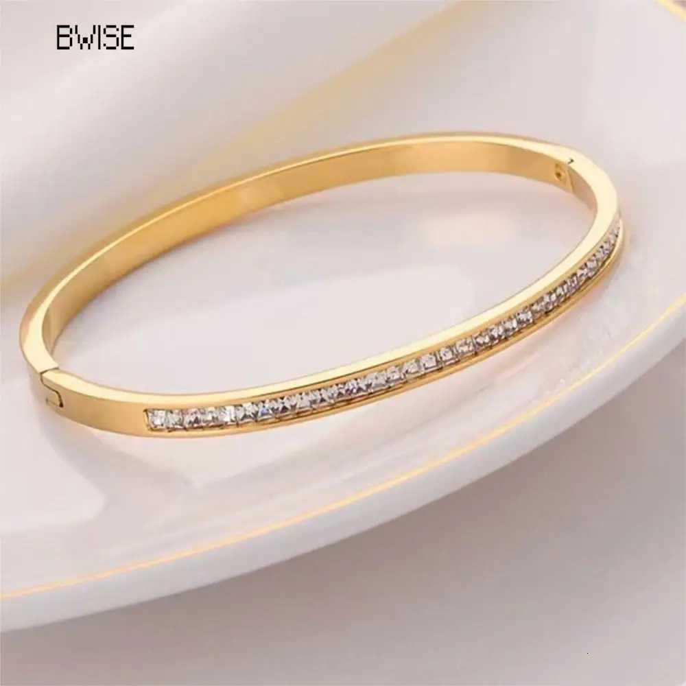Bwise Ins Style Stainless Steel Jewelry Inlaid Cubic Zircon Bangles for Women Waterproof Trendy Christmas Gift H260323-image-1098792210
