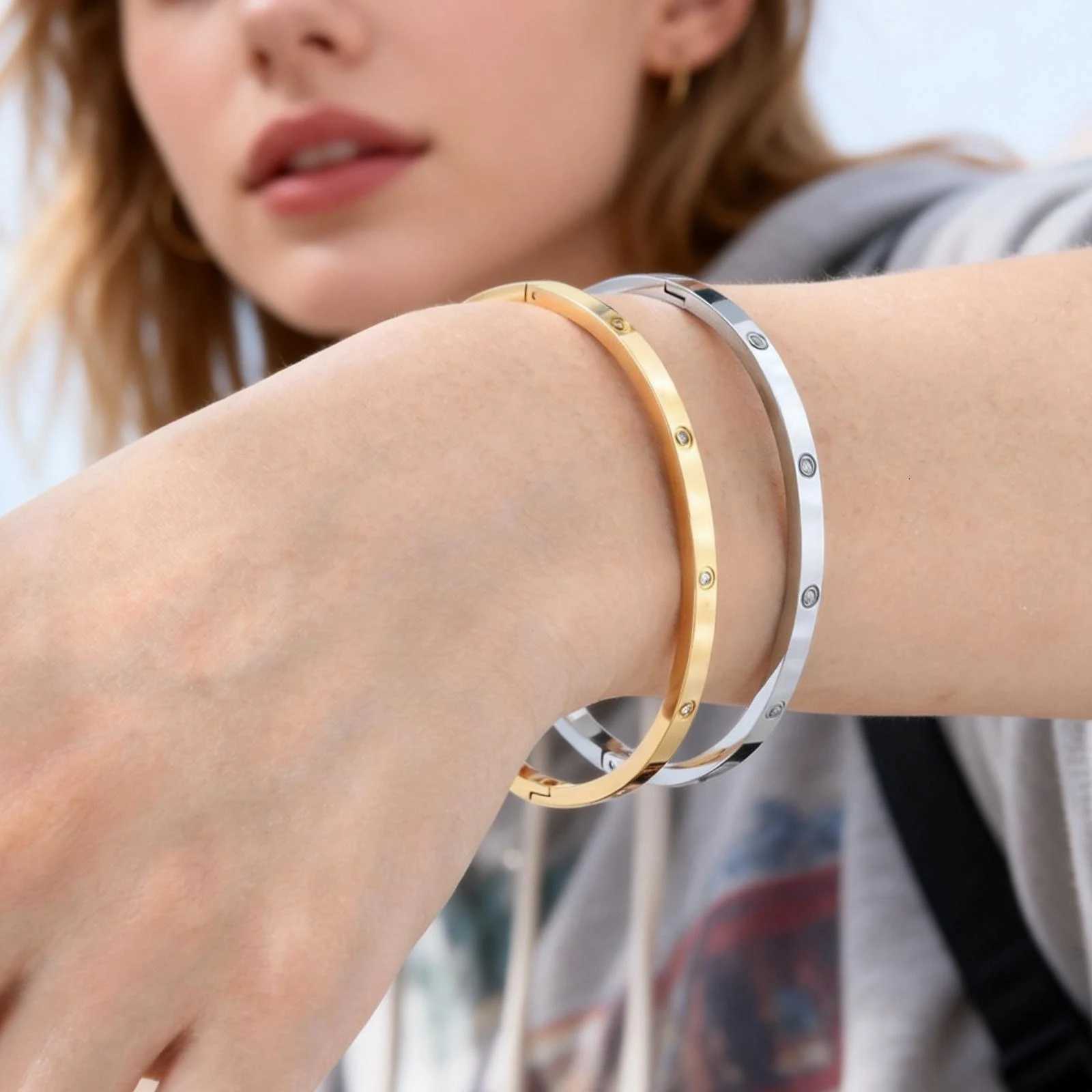 Luxury Crystal Bangles For Women Stainless Steel Stackable Waterproof Jewelry Gifts for Girlfriend Mom Wife H260323-image-1098792306