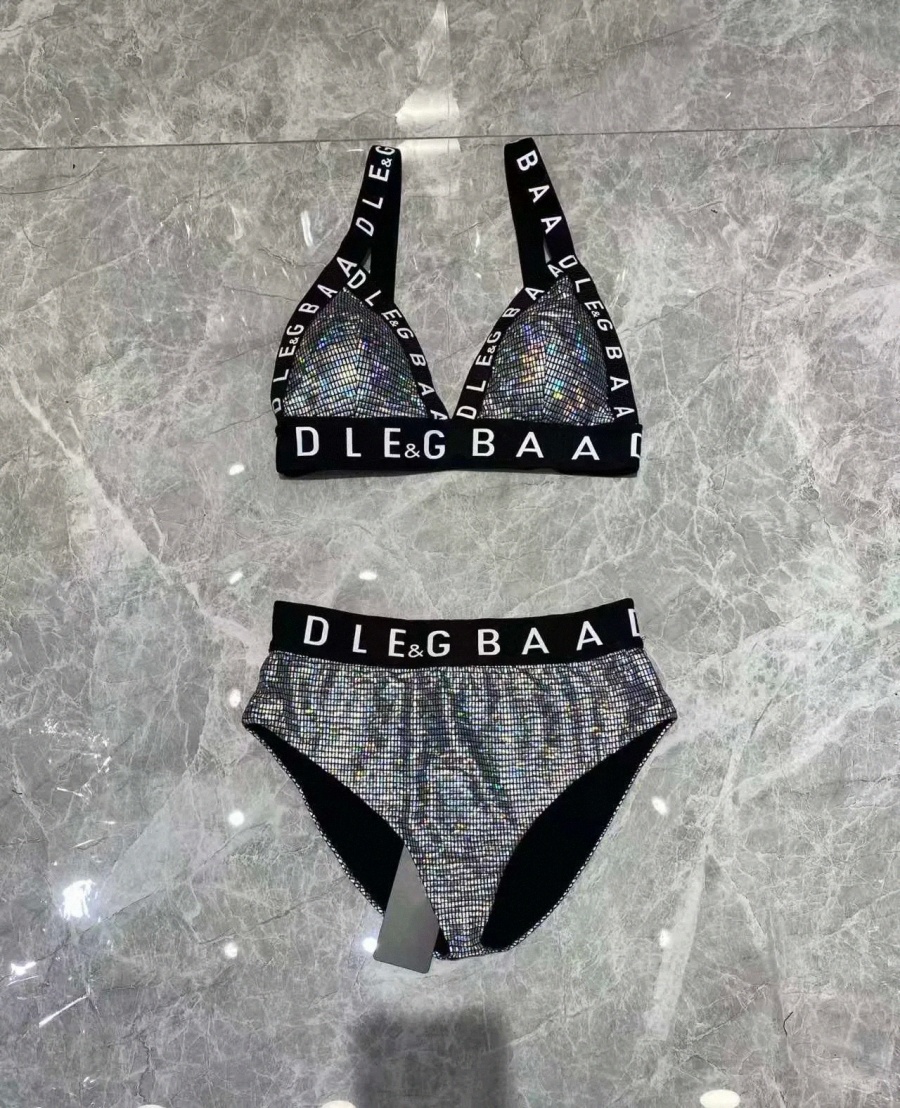 Sexy concepteur Bikini ensemble femmes Dolcebikini brillant métallique maillots de bain taille haute maillot de bain maillots de bain dames maill