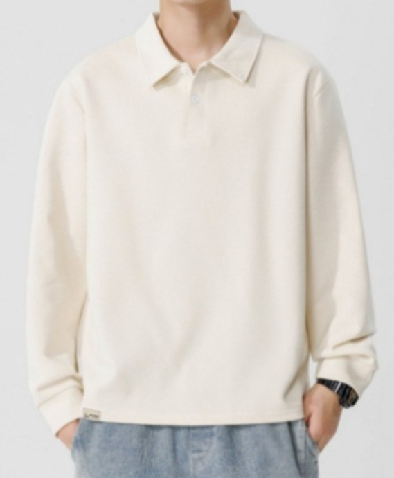 a281 Men Long-sleeved Autumn and Winter Heavy Loose Solid Color Lapel Youth Casual