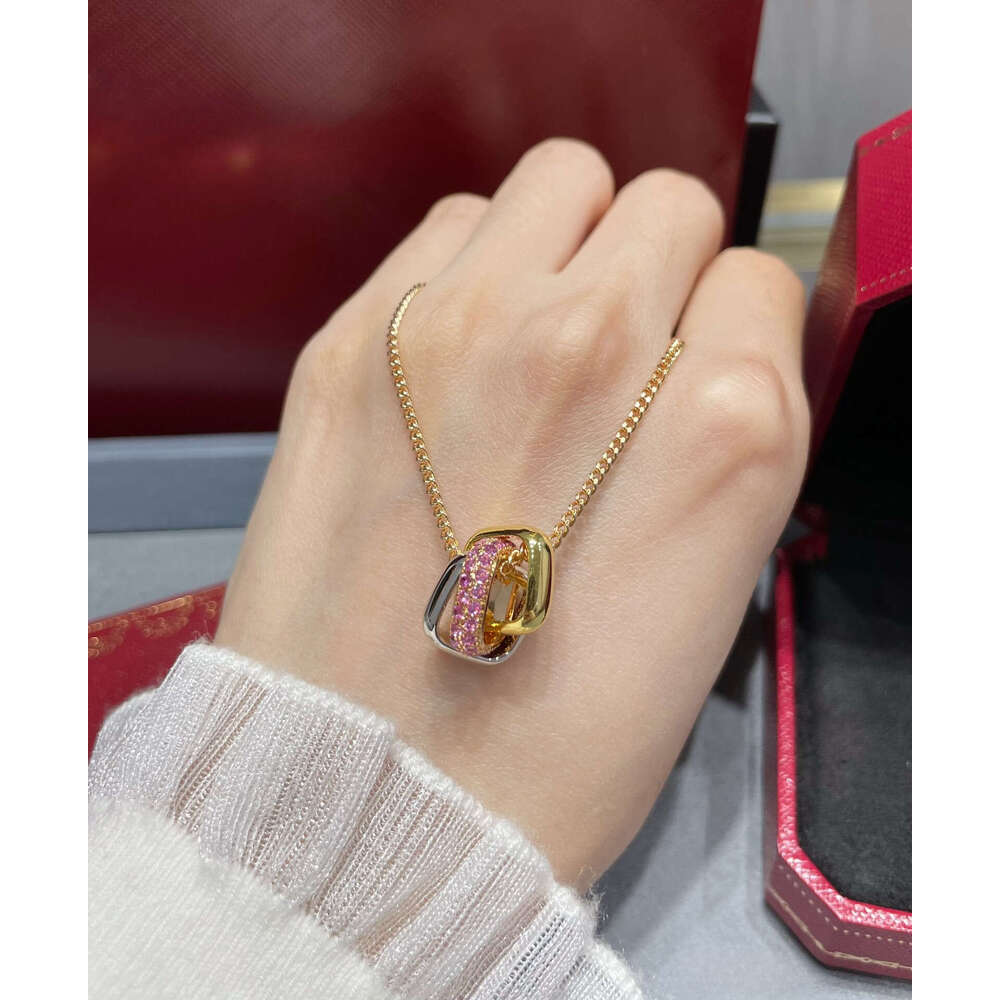 Designer Necklace for womenTitanium Steel Pink Dimonds Three Ring Necklace Crystal Accent 11 Styles Matching Bracelet Luxury Fashion Jewelry For