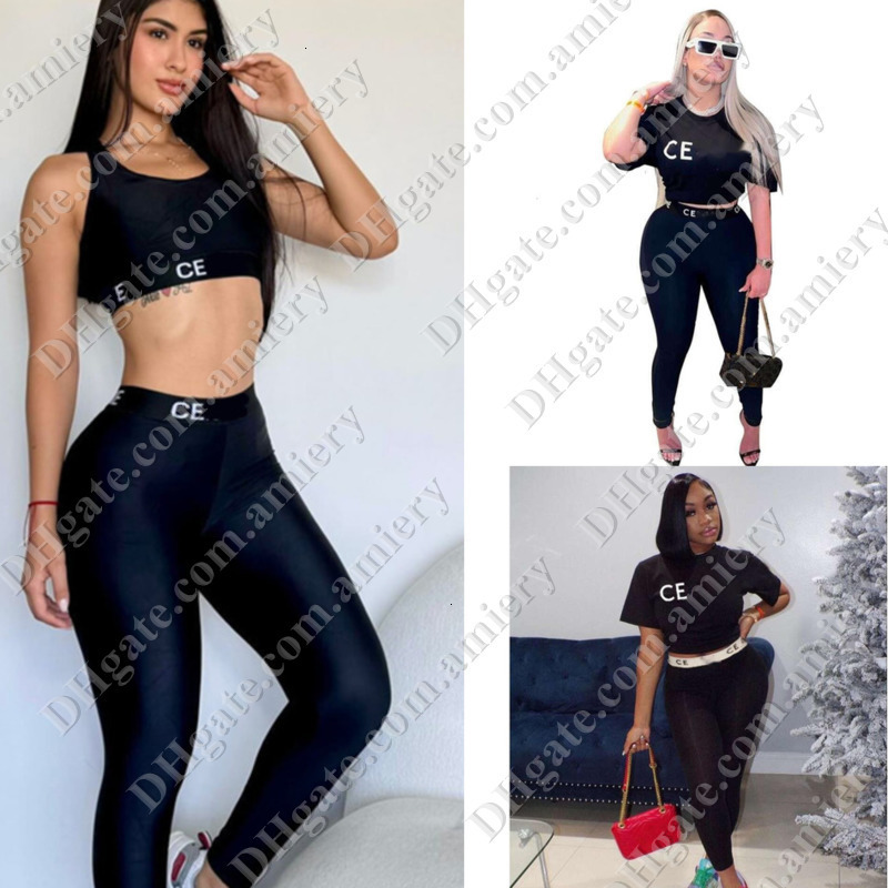 Été Designer Femmes Deux Pièces Pantalons À Manches Courtes Ou Sans Manches T-shirts Pantalons Ensemble Survêtements Nouveau Sexy Casual 2 PCS En
