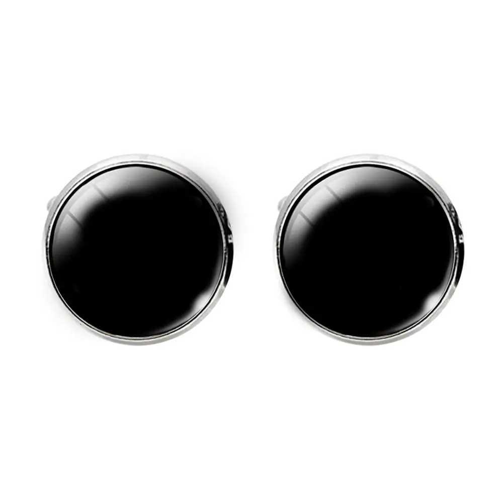 Glass Cuff-Link Sleeve Button Round English Letter Sleeve Button All-Match Decorative Collar Sleeves Button for Men (H Letter W260324-image-1098911446