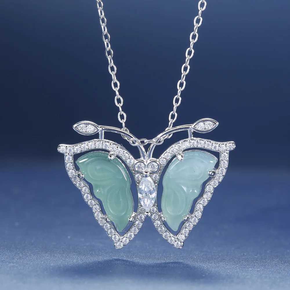 Natural Hazardous Material Blue Water Jade Butterfly Pendant 18K Gold Inlaid Fashionable New Chinese Platinum PT950 Pendant H260324