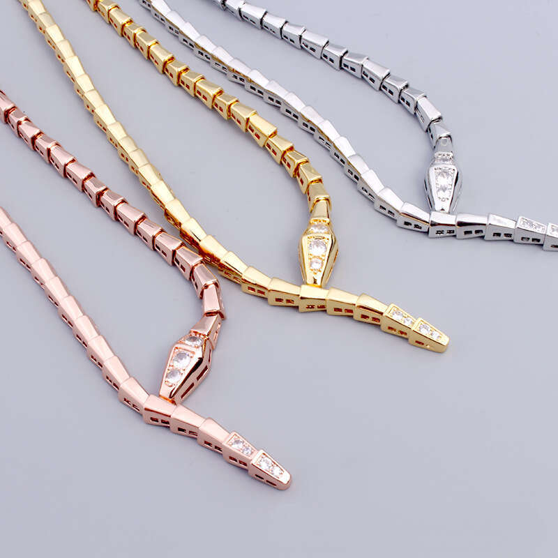 Collier Collier de créateur pour femme V plaqué or, chaîne serpent, 48cm, 6mm, cristal, 9 styles, bracelet assorti, bijoux de luxe à la mode pour