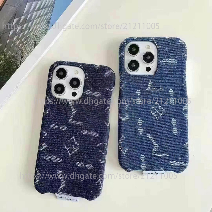 1V Phone Case For Iphone 17 16 15 14 13 Pro 12 Max Plus 16Pro Denim Phone Case Classic Floral Pattern 17Promax Cover For Apple 15Promax 14Promax