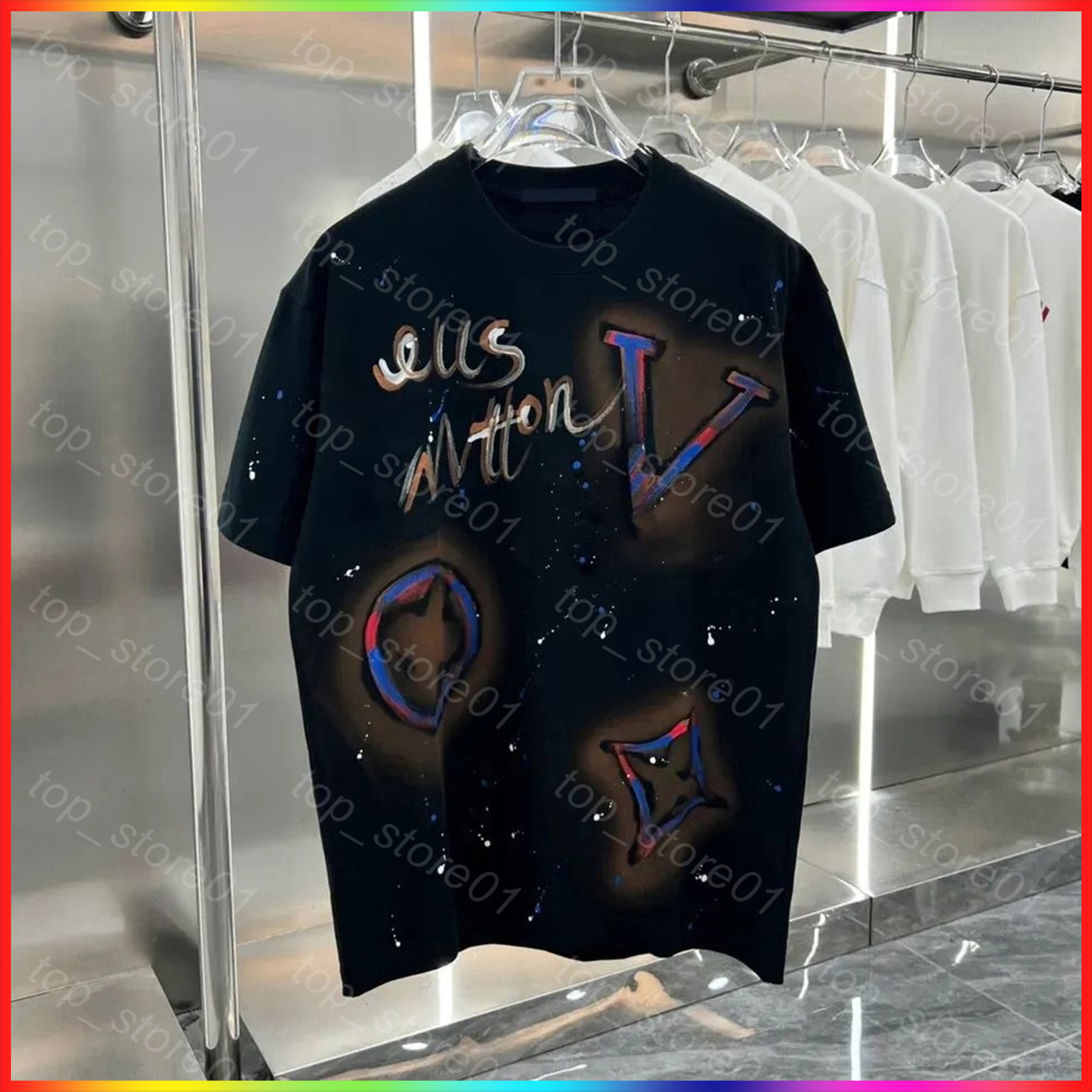 5A mens designer t shirt Casual Men's and Women's Loose Round Neck T-shirt Embroidered and Letter Printed Short Sleeve Bestseller Luxury F