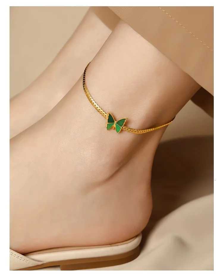 Stylish High Quality Waterproof Gold Plated Stainless Steel Cuban Snake Chain Butterfly Anklet Women Fashion Jewelry H260325-image-1099068038