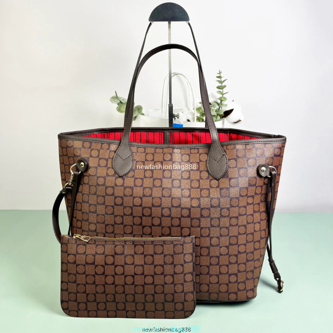 Totes Totes Tote Bag Designer Bags Handbag Totes Wallet Fashion Leather Messenger Old Flower Brown Lattice MM Shoulder Women High Capacity Composite