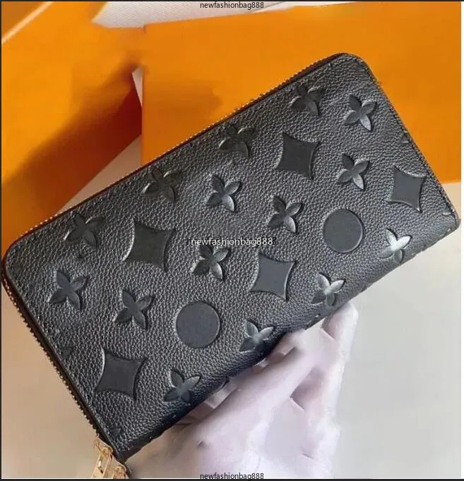 embossing style designer wallet zipper wallets luxurys Men Women leather purse High Quality Classic Letters coin Purse Original Box wallet card hold